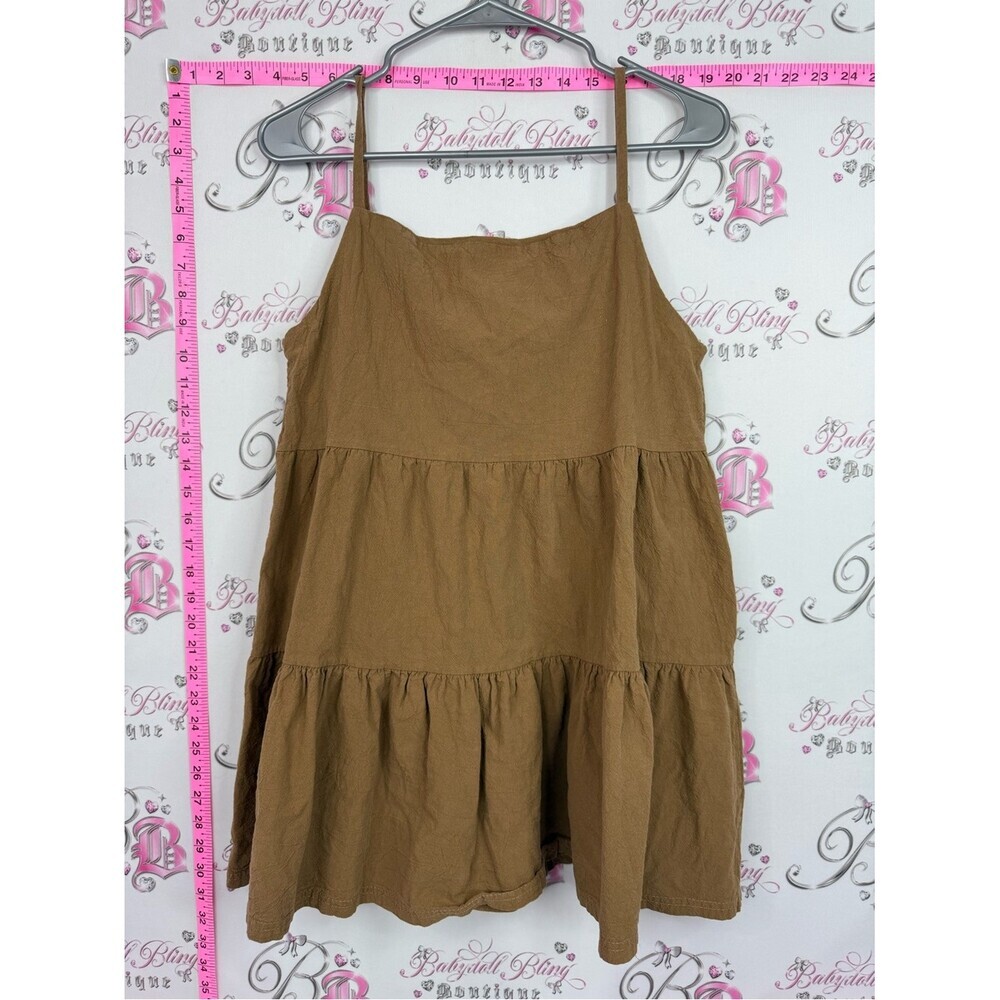 Oak fort tank top ruffle Tiered Spaghetti Strap in Brown
